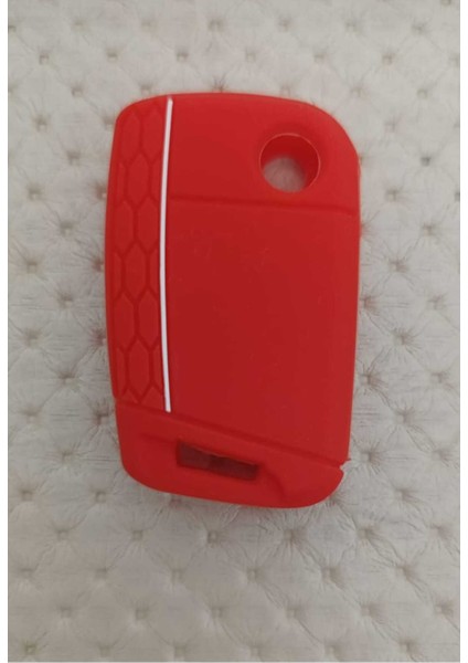 Vw Golf 7 Tiguan Polo T-Roc T-Cross Seat Skoda Sustalı Petek Desenli Anahtar Kılıfı Kırmızı Beyaz fiyatları