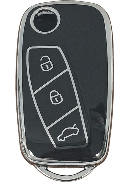 Lüx Fiat Fiorino Linea Ducato Boxer Jumper Sustalı Nano Anahtar Kılıfı Siyah Silver Gümüş Renk