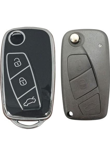 Lüx Fiat Fiorino Linea Ducato Boxer Jumper Sustalı Nano Anahtar Kılıfı Siyah Silver Gümüş Renk fiyatları