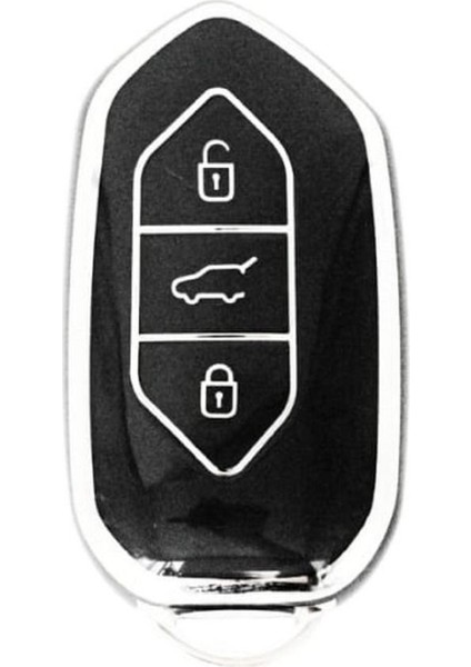 Togg T10X 3 Tuşlu Smart Nano Koruma Anahtar Kılıfı Siyah Gümüş Silver Renk Yüksek Kalite