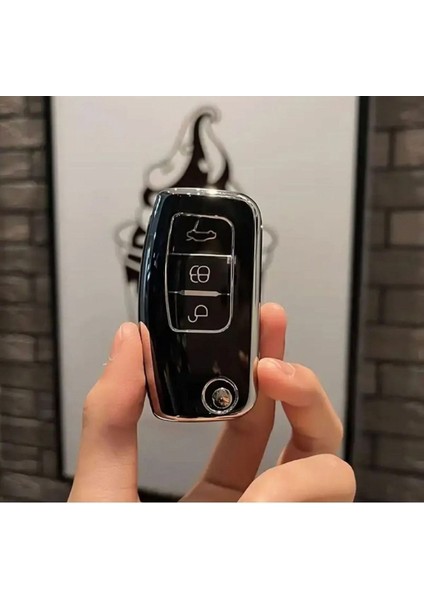 Lüx Ford Focus,fiesta,mondeo,cmax,courier Nano Yüksek Kalite Anahtar Kılıfı 3 Buton Siyah Gümüş Renk