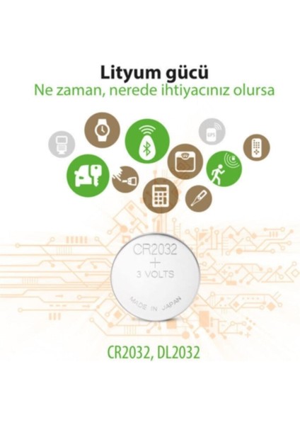 Batteries CR2032 Lityum Düğme Pil, 3 Volt, 5'li Kart - Egc-6 indirimleri