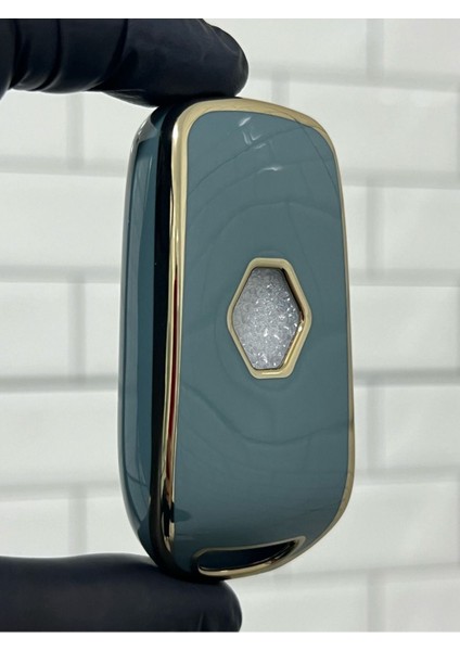Lüx Renault Taliant 3 Buton Sustalı Nano Anahtar Kılıfı Gri Gold Altın Renk 1.ci Kalite fiyatları