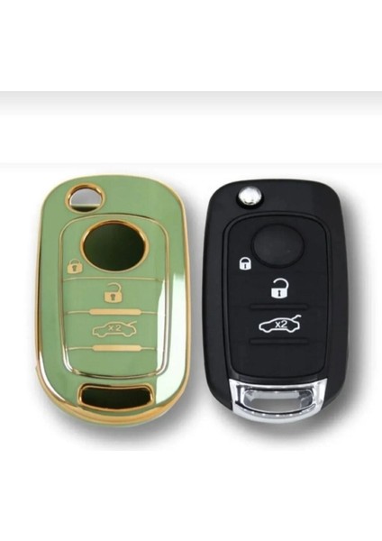 Lüx Fiat Egea Sustalı 3 Buton Nano Anahtar Kılıfı Yeşil Gold 1.ci Kalite fiyatları