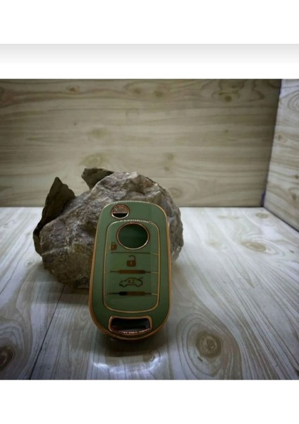 Lüx Fiat Egea Sustalı 3 Buton Nano Anahtar Kılıfı Yeşil Gold 1.ci Kalite fırsatları