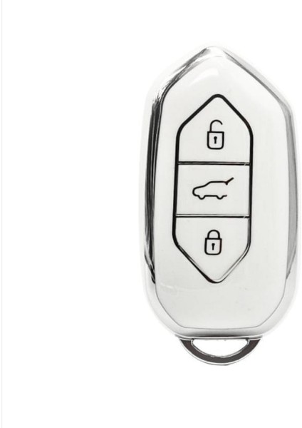 Togg T10X 3 Tuşlu Smart Nano Koruma Anahtar Kılıfı Beyaz Gümüş Silver Renk Yüksek Kalite