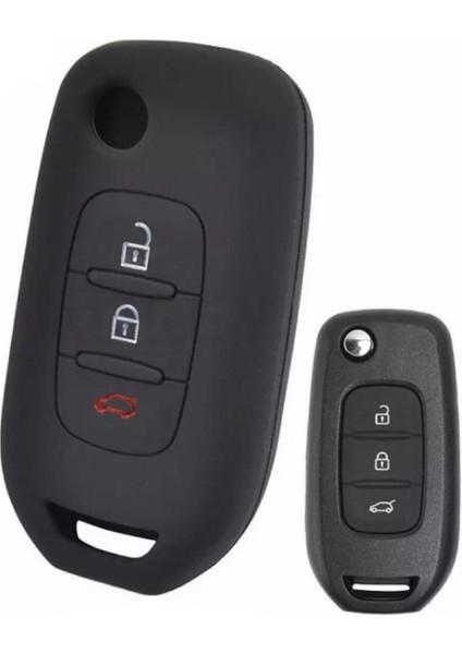 Lüx Renault Taliant 3 Buton Sustalı Uyumlu Silikon Anahtar Koruma Kılıfı Siyah Renk modelleri