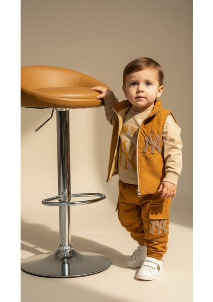 Erkek Çocuk Yelek Body Pantolon Alt Üst Takım 3'lü