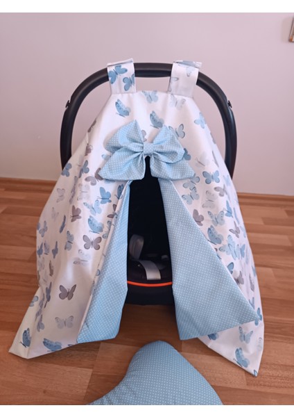 Mavi Benekli Beyaz Kelebekli 2 Parça Puset Seti fiyatları