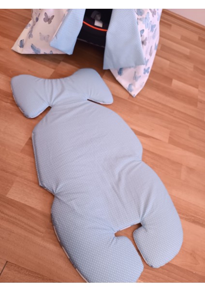 Mavi Benekli Beyaz Kelebekli 2 Parça Puset Seti modelleri