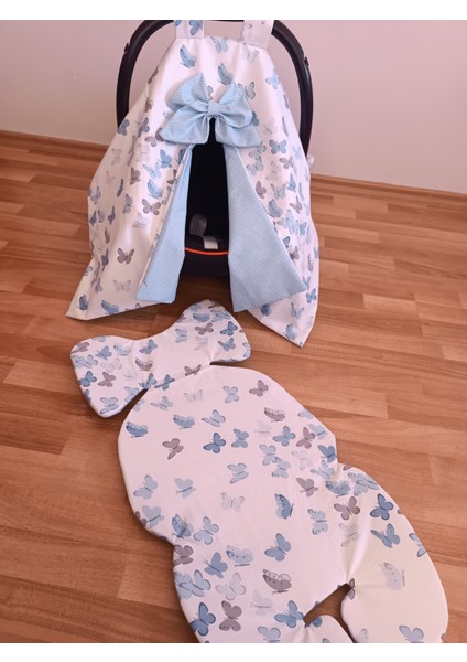 Mavi Benekli Beyaz Kelebekli 2 Parça Puset Seti fırsatları