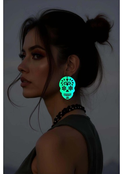 Mulvxjrt JRT02 Rainbow Reflektörlü Kurukafa Gotik Küpe, Tarz Lazer Kesim Küpe - APBJ029 (Mulvix)