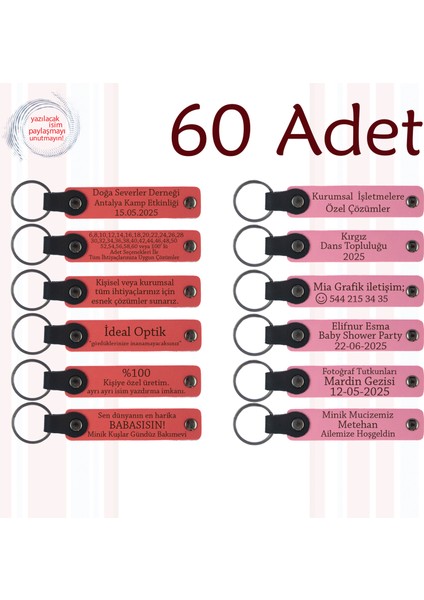 N Çiçeği & Pembe, 60’lı Set, Kişiye Özgü Yazılı Deri Anahtarlık, Kültürel Gezi Ekibine Özel Armağan