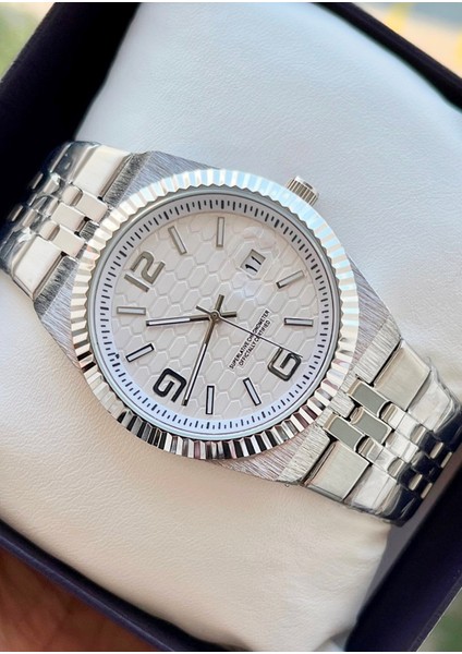 Çelik Kordon Çelik Kasa Beyaz Kadran 40MM Ufak Kasa Takvimli Erkek Kol Saati fiyatları