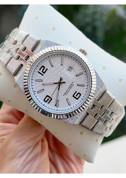 Çelik Kordon Çelik Kasa Beyaz Kadran 40MM Ufak Kasa Takvimli Erkek Kol Saati modelleri