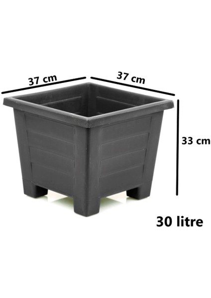 SY-5848 Dekoratif Plastik Kare Ayaklı Saksı 30 Lt Antrasit 6 Adet fiyatları