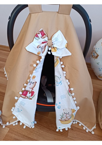 Vizon Ayıcıklı Ponponlu Oval Yataklı 10 Parça Babynest Seti modelleri