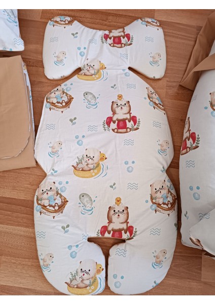 Vizon Ayıcıklı Ponponlu Oval Yataklı 10 Parça Babynest Seti