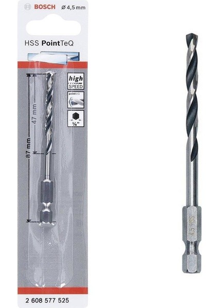 Bosch Point Teq Altıgen Şaftlı Hss Matkap Ucu 4,5 mm