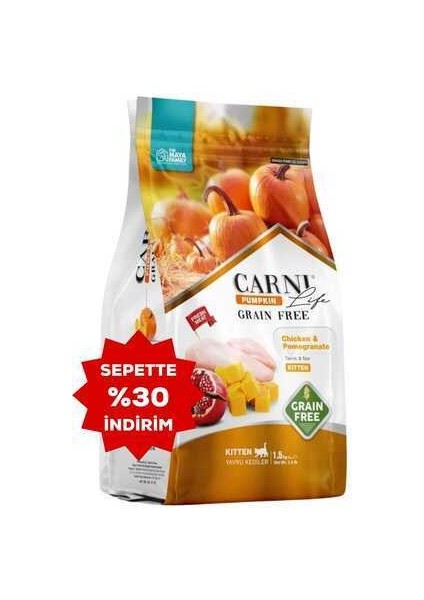 Life Pumpkin Tahılsız Tavuk Etli ve Narlı Yavru Kedi Maması 1,5kg