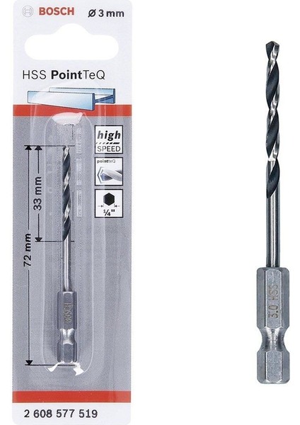 Bosch Pointteq Altıgen Şaftlı Hss Matkap Ucu 3 mm