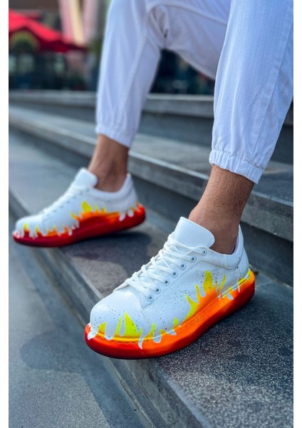 Pittura Özel Baskılı Erkek Sneaker Kırmızı Alev fiyatları