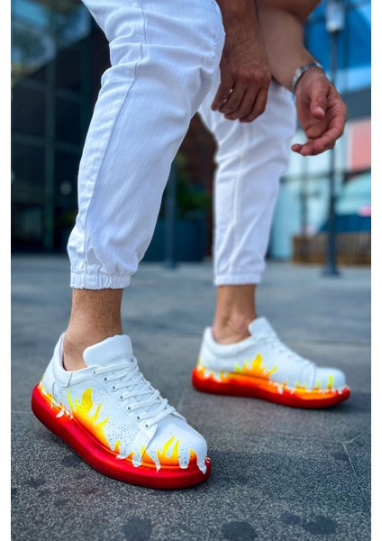 Pittura Özel Baskılı Erkek Sneaker Kırmızı Alev modelleri