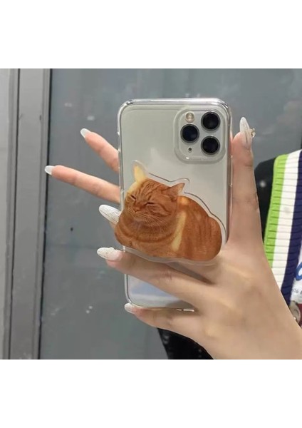 Uykucu Sarı Kedi Figürlü 3m Yapıştırmalı Cep Telefonu Tutacağı Popsocket fiyatları