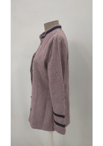 Kadın Uzun Kollu Hakim Yaka Düğme Detaylı Mini Dokuma Ceket indirimleri