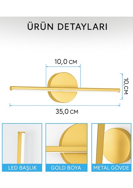 Modern Gold Kasa Beyaz Işık Tablo Aplik Duvar Tablo Koridor Banyo Ayna Üstü Elektrikli fırsatları