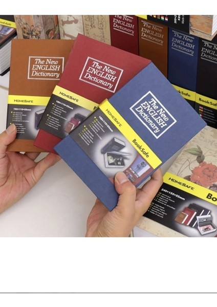 Kitap Görünümlü Gizli Kasa Anahtarlı Çelik Mini Kasa Kilitli Değerli Eşya Kutusu