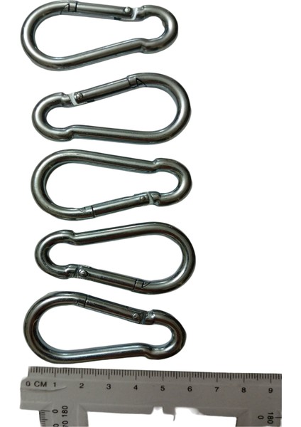 Metal Yaylı 5’li Karabina Seti 6 cm Çelik Klips Kanca Kamp Outdoor Hamak ve Çadır Için