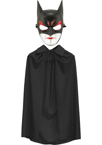 Batman Maskesi Woman ve Batman Pelerini 90 cm Siyah Set