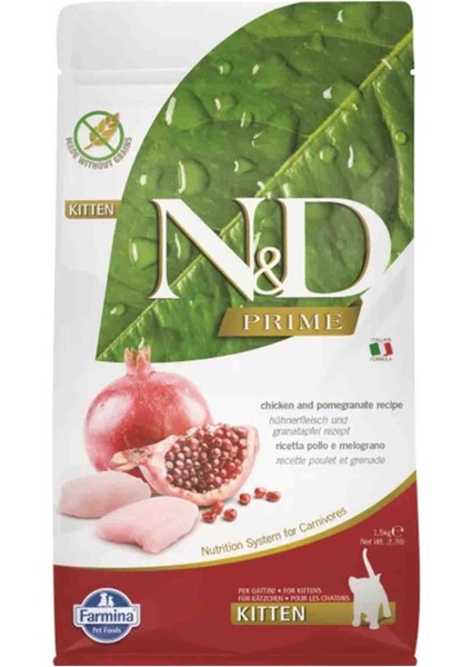 Nd Prime Tahılsız Tavuk ve Narlı Yavru Kedi Maması 1,5kg