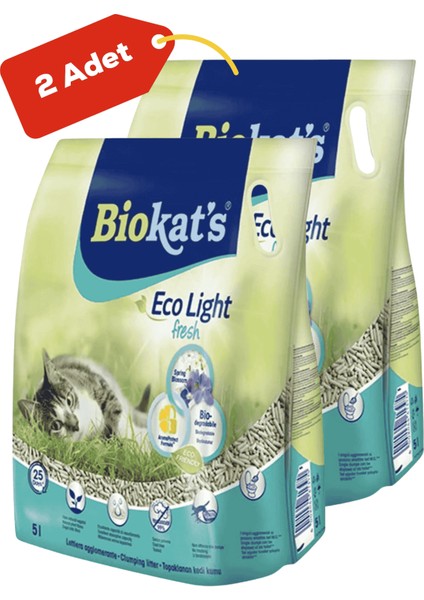 Biokats Eco Light Fresh Spring Blossom Bahar Çiçeği Kokulu Pelet Kedi Kumu 2X5LT