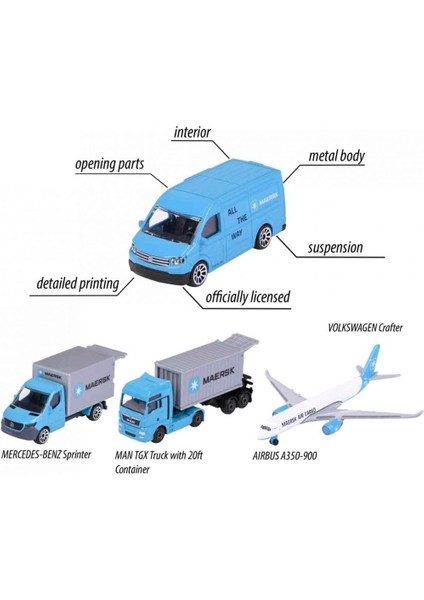 Nessiworld Majorette Maersk Temalı Lojistik 4'lü Koleksiyon Paketi modelleri
