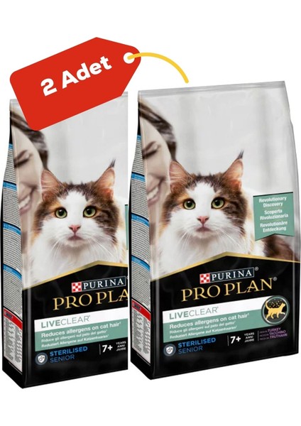 Liveclear Hindili Kısırlaştırılmış Yaşlı Kedi Maması 2'li Paket (1,4kg+1,4kg)