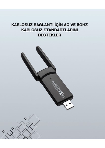 Yüksek Hızlı 1200 Mbps Çift Bant USB Wifi Adaptör – Güçlü Sinyal, Geniş Uyumluluk fiyatları