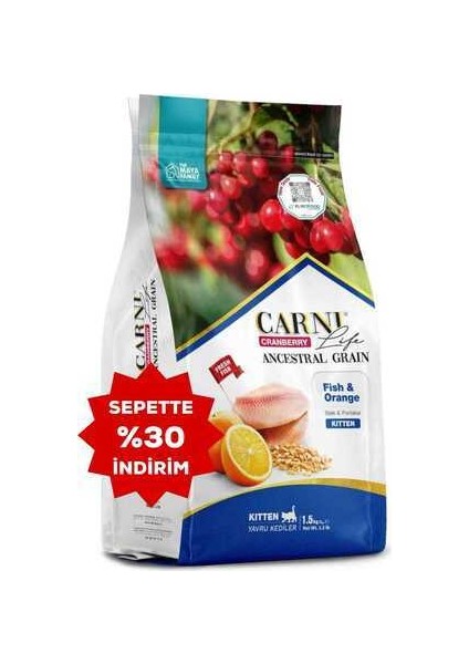 Life Cranberry Ancestral Grain Balık ve Portakal Yavru Kedi Maması 1,5kg