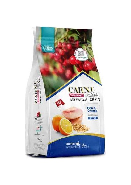 Life Cranberry Ancestral Grain Balık ve Portakal Yavru Kedi Maması 1,5kg fiyatları