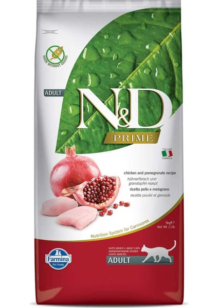 Nd Prime Tahılsız Tavuk ve Narlı Yetişkin Kedi Maması 10KG