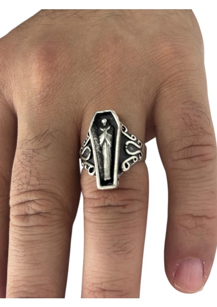 Gümüş Kaplamalı, Ayarlanabilir, Uniseks, Yüzük ( Mısır Mumya Yüzük,motorcu Yüzük, Antik Gümüş Yüzük )