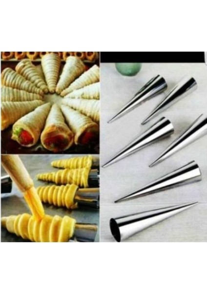 Kornet Kurabiye Şekil Verici - Paslanmaz Korneo Kalıbı 6 Lı fırsatları