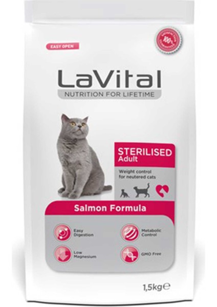 Lavital Somonlu Kısırlaştırılmış Kedi Maması 1.5kg
