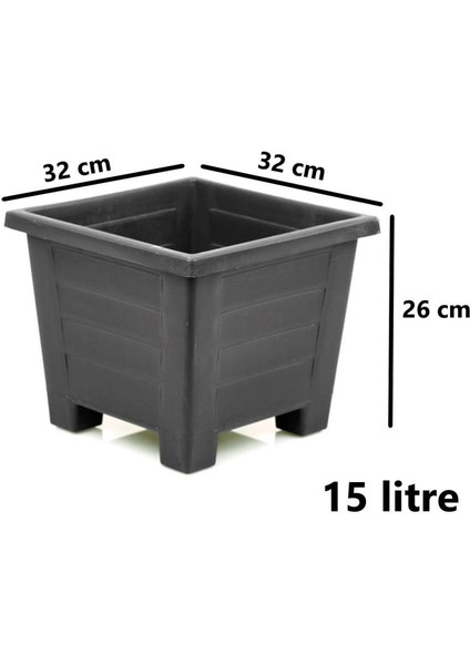 SY-5847 Dekoratif Plastik Kare Ayaklı Saksı 15 Lt Antrasit 6 Adet fiyatları
