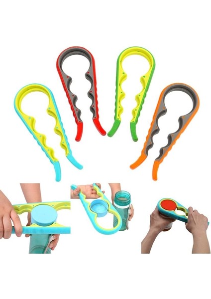 4 Fonksiyonlu Plastik -Silikon Şişe Kavanoz Kapağı Açma Aparatı