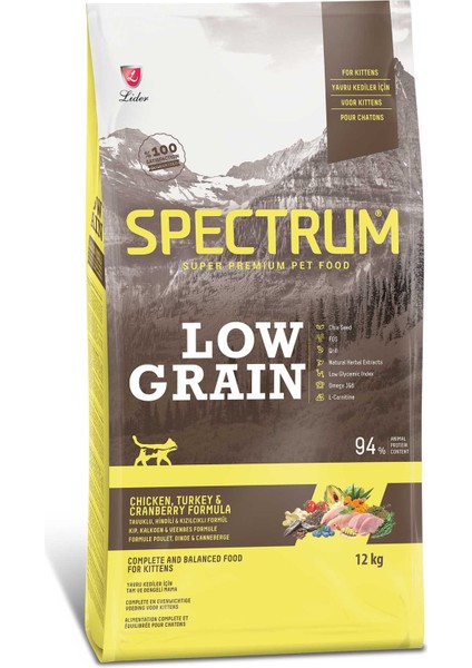 Düşük Tahıllı Tavuk Hindi ve Yaban Mersinli Yavru Kedi Maması 12KG