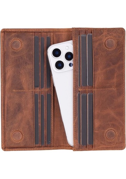 Aura Hakiki Deri, El Yapımı, Telefon Bölmeli, Kadın Cüzdanı, Açık Kahve indirimleri