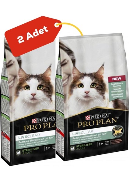 Liveclear Alerjen Azaltan Somonlu Kısırlaştırılmış Kedi Maması 2'li Paket (1,4kg+1,4kg)