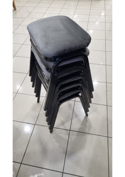 Tabure 6 Adet Siyah Demir Ayaklı Silinebilir Kumaş Yeni Trend Mutfak Taburesi Dikdörtgen Tabure fiyatları